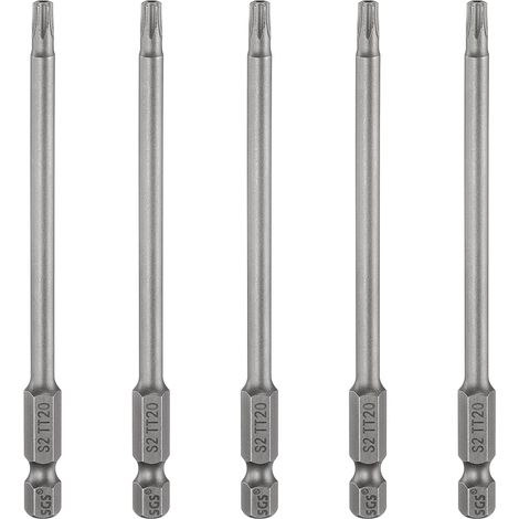 5Pcs Embout Tournevis Torx TT20 1/4" Hex Tige Longueur 4" (100mm) (1/5)