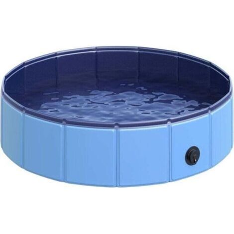Piscine pour Chien Bassin PVC Pliable Anti-Glissant Facile à Nettoyer diamètre 80 Hauteur 20 cm Bleu (1/4)