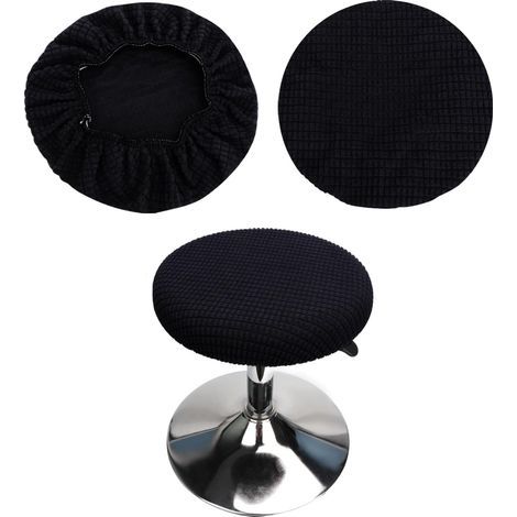 CCYKXA Elastic, Washable and Durable Round Bar Stool Cover for 30-40cm (1 Piece Black)