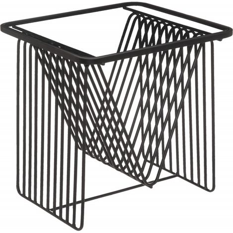 Table d'appoint porte revues "Megan" Noire Métal & Verre trempé Atmosphera - - (1/3)