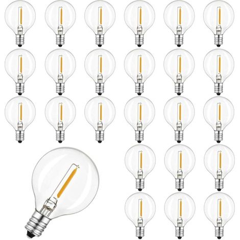 25er Pack G40 LED Glühbirnen Globe Glas Ersatz, IP44 Wasserdicht, Warmweiß, für Lichterkette 0,6 W 220-240V E12 2200K Glühbirnen Außen Bestellung enthält keine Lichterkette (1/5)