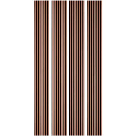 Decoon – Lot de 4 panneaux décoratifs muraux en MDF et feutrine – Dimensions 250 x 30 x 1,9 cm – Couleur terracotta – Isolation phonique - BOIS 250 X