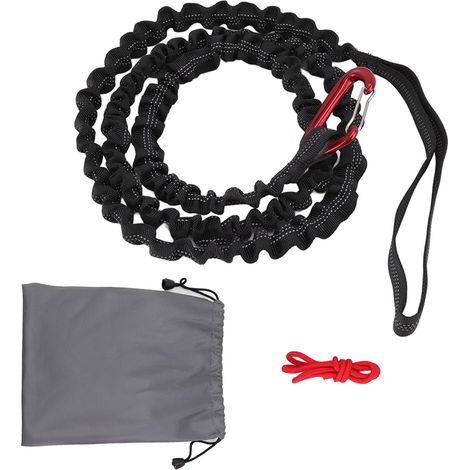 Corde de remorquage vélo extensible 1,7m, nylon et alliage, portable, pour VTT, entraînement extérieur, noir (1/5)