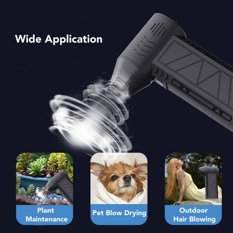 Ventilateur Turbine Portatif Sans Fil Moteur Brushless - Dépoussiéreur Électrique et Séchoir Puissant pour Animaux de Compagnie, Plantes et Maison, 5000mAh Aluminium 326g (1/4)