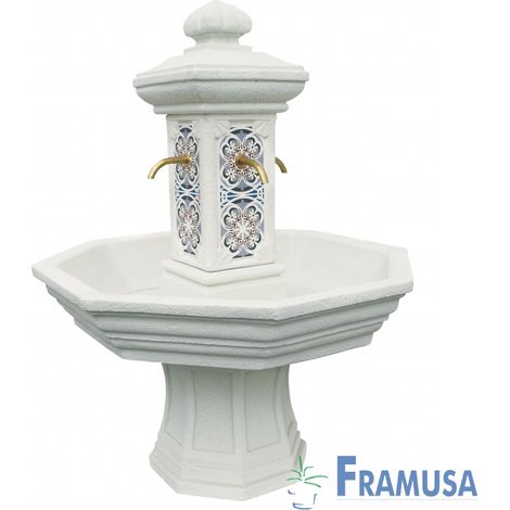 FUENTE DE PIEDRA ARTIFICIAL CENTRAL ADONIS SNOW MARFIL CON BOMBA PARA JARDIN (1/2)