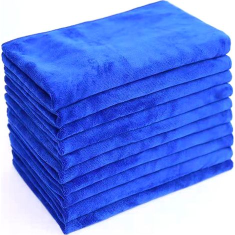 10er-Pack blaue Mikrofasertücher für die Autoreinigung und Fahrzeugpflege (1/2)