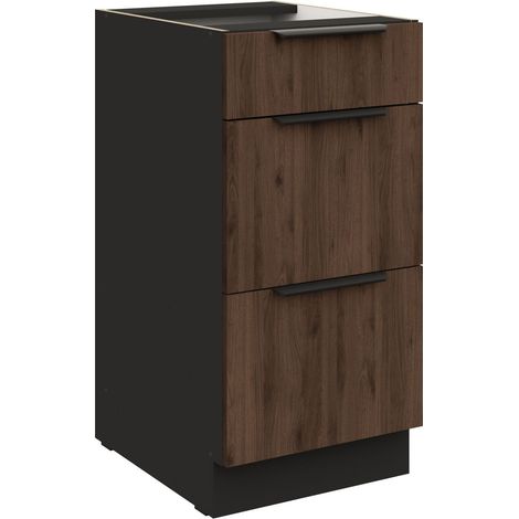 Küchen Unterschrank 40 cm Küche MONZA Okapi Nußbaum Soft-Close Küchenzeile (1/5)