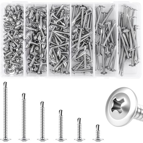 Lot de 230 vis autoperceuses inox 410 pour tôle M4.2, 6 longueurs assorties (1/5)