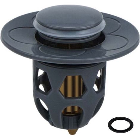 Ulisem Bouchon universel de fuite de tête d'eau de lavabo, bouchon de vidange d'évier en acier inoxydable filtre de vidange de rebond de lavabo, convertisseur de type poussoir de noyau de rebond (Gris (1/3)