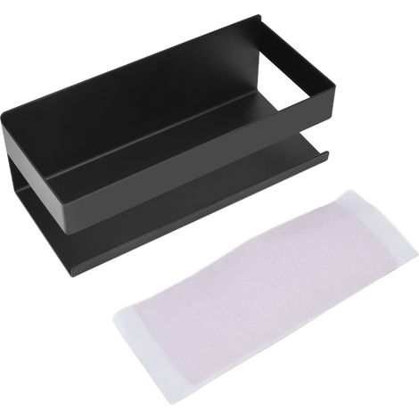 Étagère à épices à un niveau, capacité de charge de 15 kg, résistante à la corrosion, noire, pour ranger les articles de toilette dans la salle de bain ou la cuisine. (1/5)