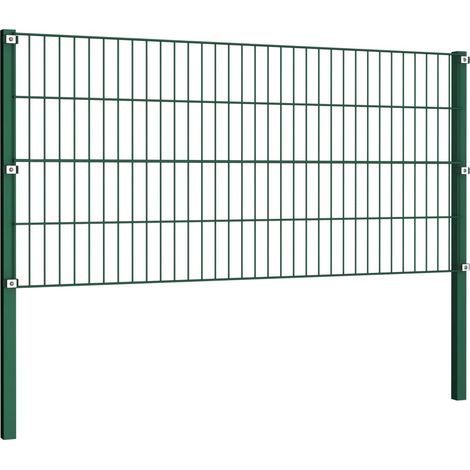 Panneau de clôture de Jardin,design simple avec poteaux Fer 1,7 x 0,8 m Vert -13461 (1/3)