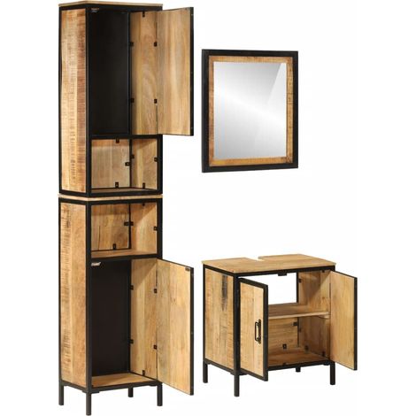 Maison Exclusive - 3-tlg. Badmöbel-Set Eisen und Massivholz Mango (1/5)