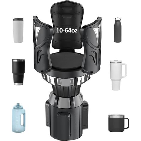 Extensor de portavasos para coche: adaptador extensor de portavasos con brazo extensible y base ajustable - Yeti Ramblers de 14 a 64 oz - Hydro Flasks de 18 (1/4)