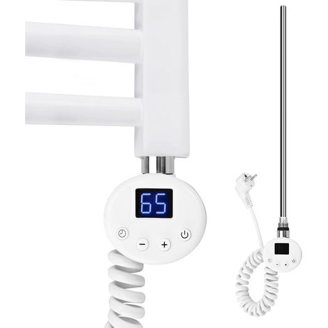 S'AFIELINA cartouche chauffante pour sèche-serviettes, 900W, blanc, inox, thermostat numérique, chauffage électrique pour radiateurs de salle de bain