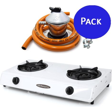Lot Réchaud à gaz Orbegozo FO2600, gaz butane ou propane + Connexion gaz butane complet