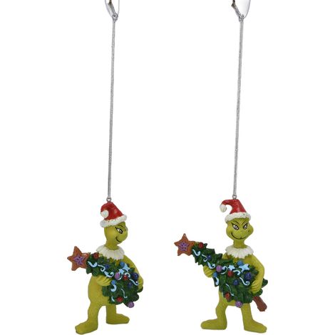 Grüner Grinch-Weihnachtsschmuck, handgefertigte Weihnachtsdekoration aus Kunstharz, Figur mit Weihnachtsbaum (1/5)