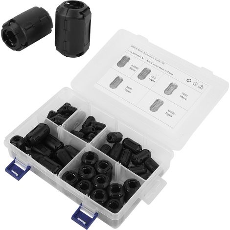 Câble audio pour voiture et camping-car, cordon d'alimentation, anneau démagnétisant anti-interférences, filtre à clipser, anneau de ferrite anti-interférences, 50 pièces (livré sous film à bulles) (1/5)