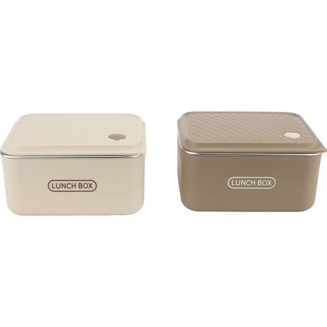Set portapranzo per studenti, contenitori per il pranzo adatti al microonde, contenitori bento termici in acciaio inox con scomparti, per professionisti, set da due pezzi (2 x 600 ml + posate + borsa 