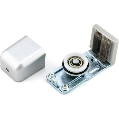 Porte Guide Inférieur, ajustable guide de plancher, roues anti-rayures avec roulement à billes, pour porte coulissante à cadre, argent, 2 pièces (1/4)