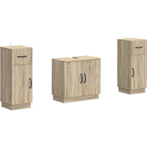 Ensemble de meuble de salle de bain 3 pièces HOORN Chêne Sonoma vidaXL (1/5)