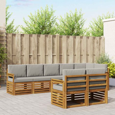 Sofagarnituren 8 pcs Natürlich und Hellgrau Massivholz Akazie (1/5)