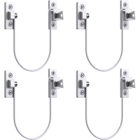 4pcs Entrebâilleur Fenêtre Porte Restricteur de Porte de Fenêtre Verrou Fenetre UPVC Verrouillage de Limite Verrou de Sécurité Câble Serrure de Limite Avec Clé et Vis (1/5)