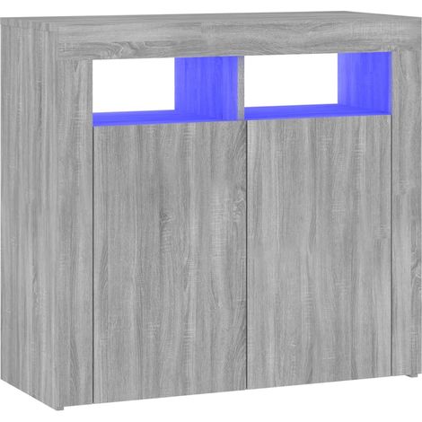 Credenza buffet cassettiera mobile contenitore organizer cucina soggiorno soggiorno con luci a LED Sonoma 80 x 35 x 75 cm grigio 020030081