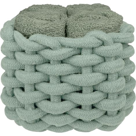 Cestino Con Lavette Ospiti in Cotone 30 x 30 Cm Asciugamani Spugna Bagno Salvietta Ospite TallinVerde