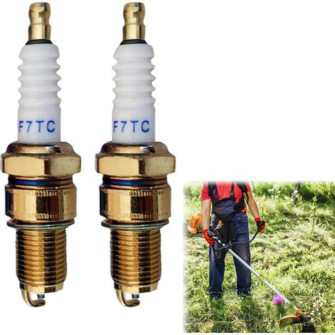 Bougie D'allumage F7TC,Bougies D'allumage en Métal,Bougie D'allumage à Électrode,Bougie D'allumage en Métal à Électrode,Bougie Moteur,Bougie Tondeuse a Gazon,F7TC Bougie D'allumage, 2 Pièces (1/5)