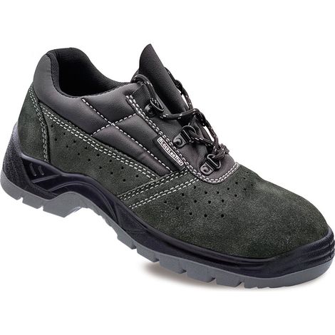 Chaussures de sécurité en croûte de cuir perforé gris foncé S1P SRC taille 41 cuir noir (1/2)