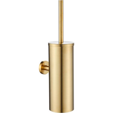 Porte-brosse WC mural en acier inoxydable 304 – Imperméable et facile à nettoyer – Support antibactérien – Installation facile avec 2 trous-or (1/5)