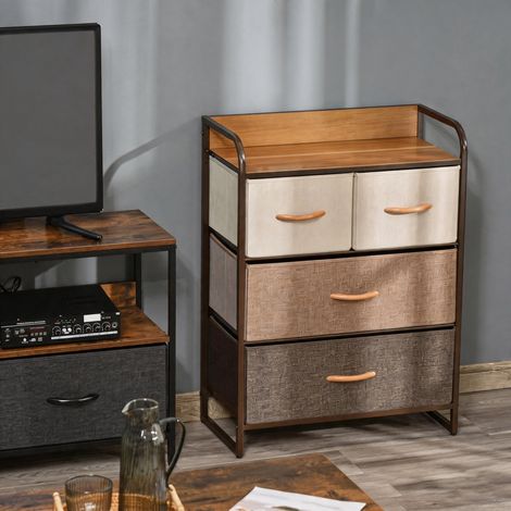 Meuble de Rangement chiffonnier 4 tiroirs en Tissu 58 x 29 x 78,5 cm multicolore (1/5)