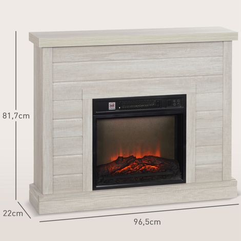 Chimenea Eléctrica 1800W con Efecto de Llama Mando a Distancia Temporizador Semanal para Sala 30 m² Madera Clara (1/5)
