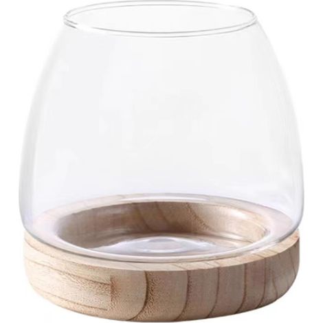 Multifunktionale dekorative Vase aus Glas und Holz – 10 x 15 cm weiße Blasenvase für Hochzeitsdekoration oder als Wohnaccessoire (1/5)