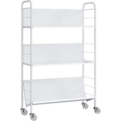 Étagère à livres/rangement à 3 niveaux, à roulettes, étagère à jouets pour chambre, 69 x 26 x 108 cm, blanche (1/5)