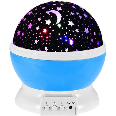 Veilleuse Enfant, Lampe Projecteur Rotation à 360° Romantique,Veilleuse Bébé étoiles, Lampes de Chevet Lampes d'ambiance-Bleu (1/5)
