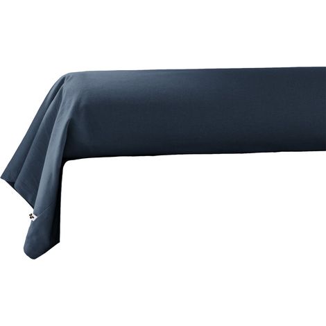 Taie de traversin flanelle coton 85x185 CANDICE coloris Bleu Nuit