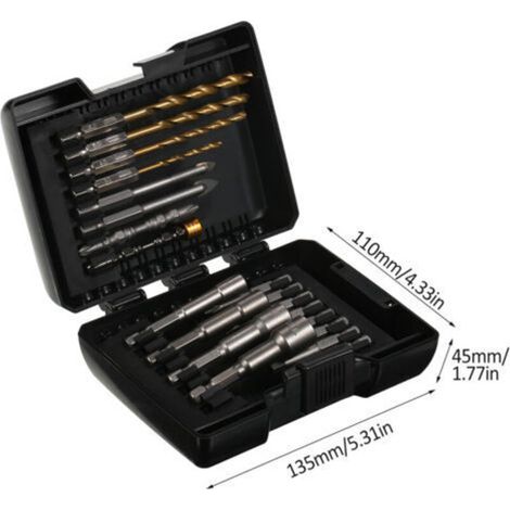 Coffret de 20 forets et embouts de vissage pour bois, métal, acier et sécurité, avec tournevis à percussion et mallette de rangement (1/5)