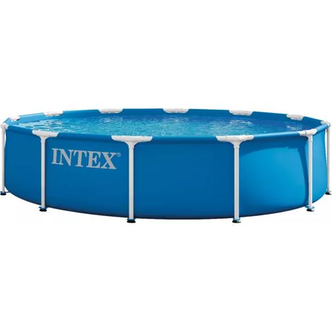 piscina fuori terra con struttura rotonda intex "metal frame" con pompa filtro blu 366x366x76 cm - cod. 28212nd