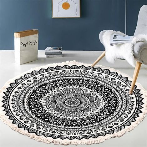 Round vintage-style rug for living room, 60cm diameter. (1/4)