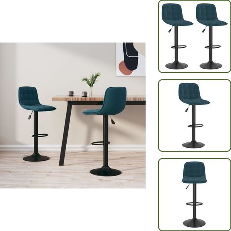 Tabourets de bar lot de 2 bleu velours - Tabouret De Bar - Chaise De Bar - Tabourets De Bar - Fauteuil De Bar - Meuble De Salle À Manger (1/5)