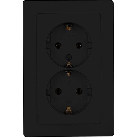 Prise murale mise à la terre bipolaire, noir mat - Prise encastrée, adaptée à une installation dans une seule armoire de commande - Prise IP20, sans protection contre les chocs électriques - Prise enc (1/5)