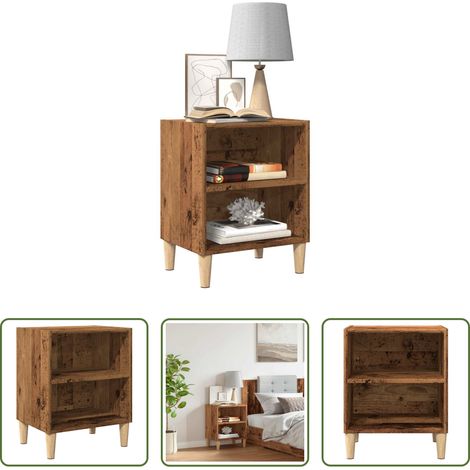 vidaXL Table de chevet design - Table de chevet vieux bois 40x30x50 cm bois d’ingénierie (1/5)