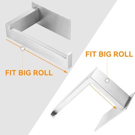 AIDUCHO Porte Papier Toilettes, Support Papier Toilette sans Percage Acier Inoxydable SUS 304 Auto-adhésif Porte Rouleau Toilette pour Salle de Bain WC Cuisine Derouleur Carré,Argenté Brossé (1/4)