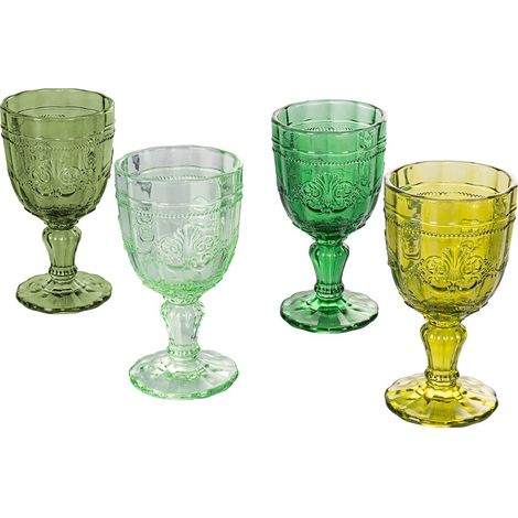 Lot de 4 verres 265 ml en verre transparent, décor guilloché, Syrah Greenery (1/5)