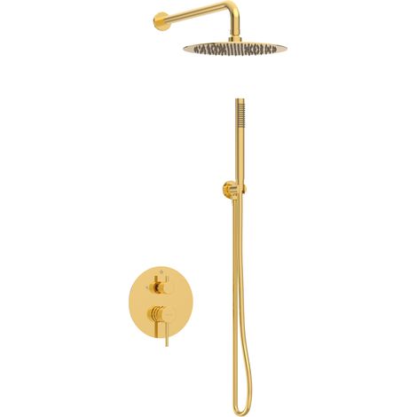 BALNEO Système de douche avec pommeau de pluie or brillant Acier inoxydable  Mitigeur de douche avec douchette CASCADE (1/5)