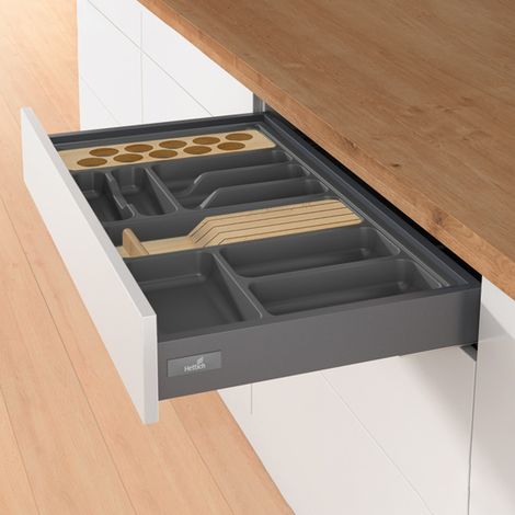 Ramasse couverts orgatray 480 gris - Décor : Anthracite - Pour caisson de largeur : 400 mm - Largeur : 306 mm - HETTICH (1/2)