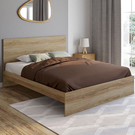Cama doble OMAHA con cabecero y somier 160 x 200 cm madera de haya (1/5)