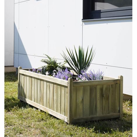 Bac à fleurs rectangulaire en bois Vendôme - 140 x 70 x 50 cm