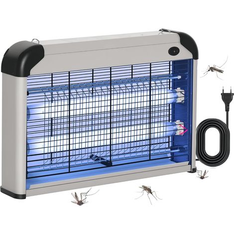 Lampe anti-moustiques électrique UV 20 W, efficace sur une surface de 60 m², piège à moustiques pour une utilisation intérieure et extérieure,blanche